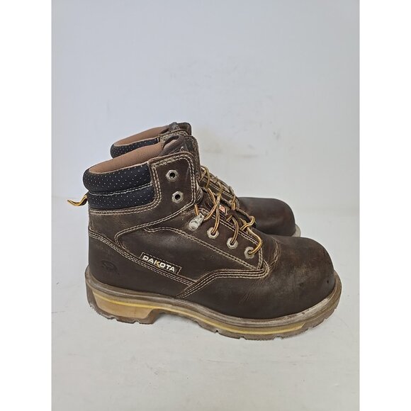 Dakota Men's 6'' Quad Comfort Steel Toe Comp. Plate Work Boots 6114 Brown 10.5W - Picture 2 of 7